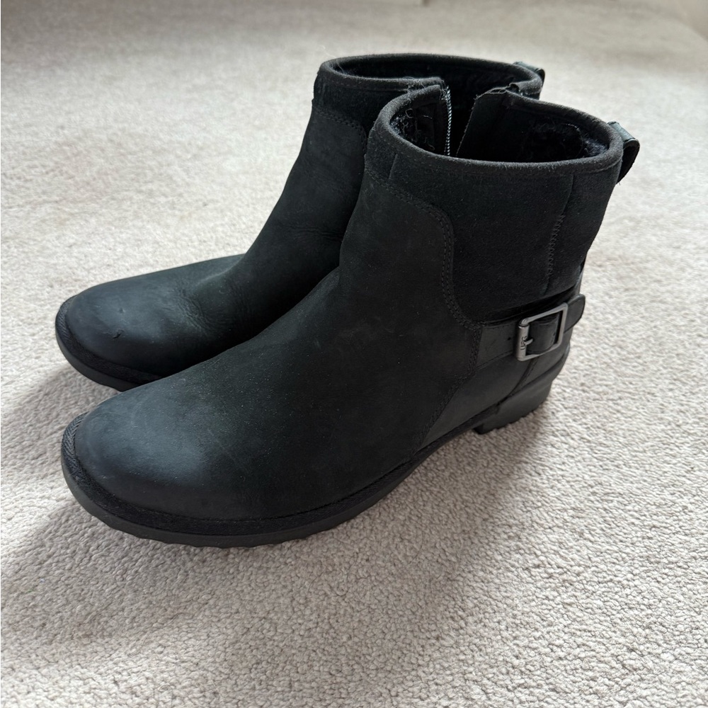UGG Black Ankle Booties with Buckle